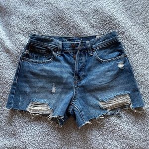 Free People Frayed Hem Jean Shorts
